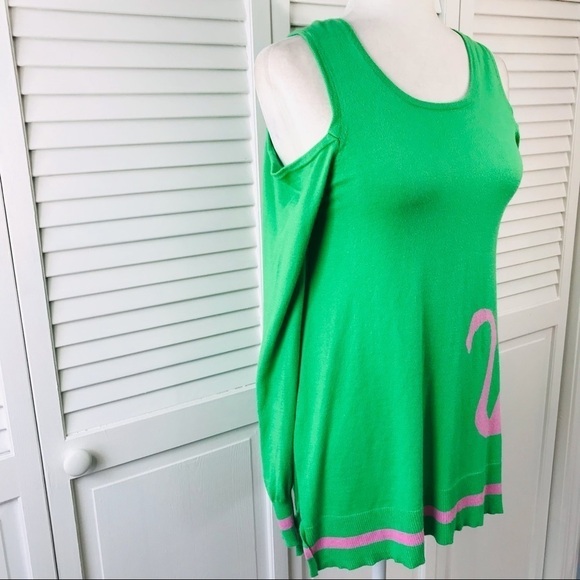 MACBETH COLLECTION Green Cold Shoulder Sweater Size Medium - Picture 4 of 11